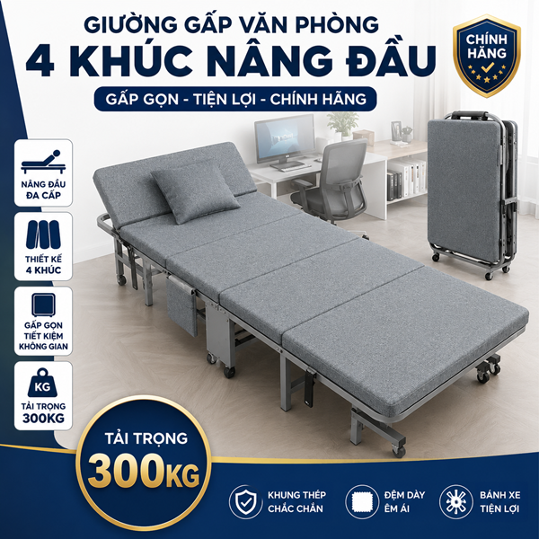 Giường gấp 4 khúc 70cm x 190cm HK470