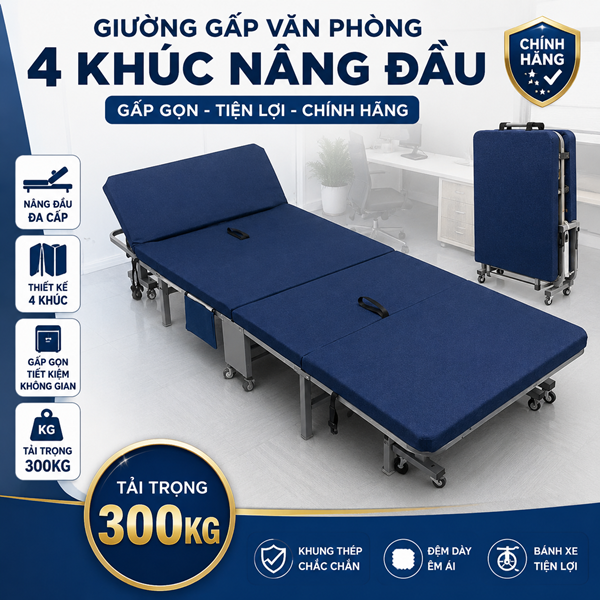 Giường gấp 4 khúc 70cm x 190cm HK470
