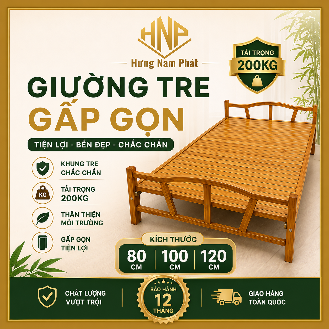 Giường Tre gấp Gọn 60cm