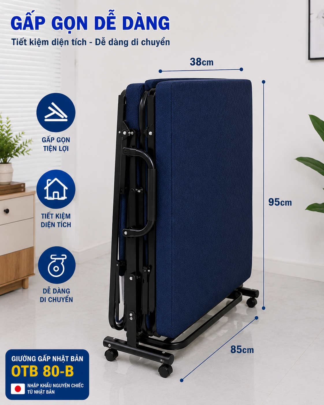 Giường Gấp Nhật Bản OTB 80-B