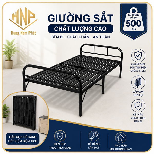 Giường Sắt Xếp Gọn HUNIKA GF100